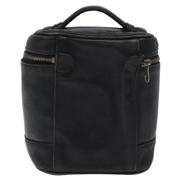 CHANEL Vanity Pouch Lamb Skin Black Gold CC - Picture 2 of 14